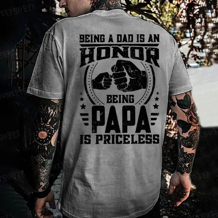 Being A Dad Is An Honor Being A Papa Is Priceless Monkey T-shirt