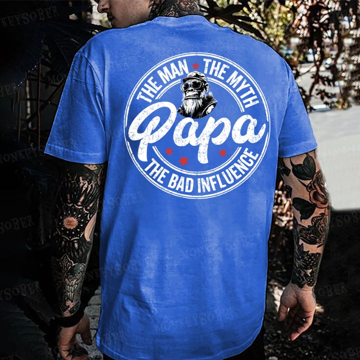 Papa The Man The Myth The Bad Influence Monkey T-shirt