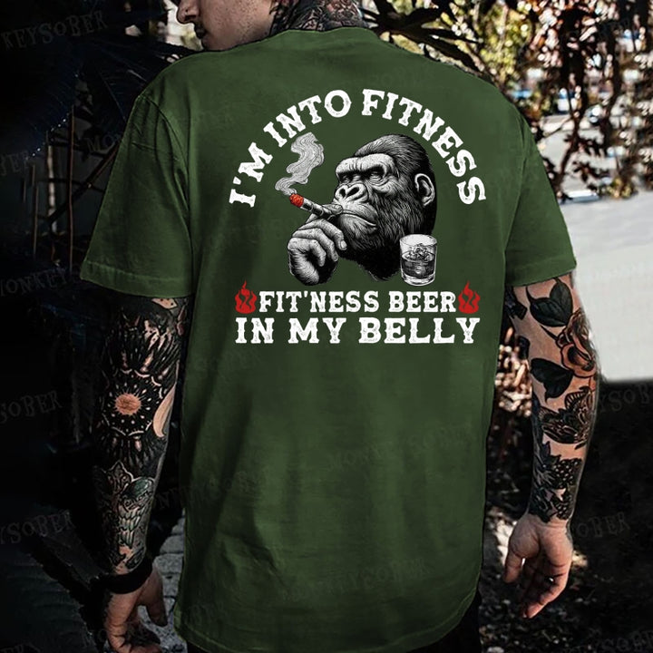 I'm Into Fitness Fit'ness Beer In My Belly  Monkey T-shirt