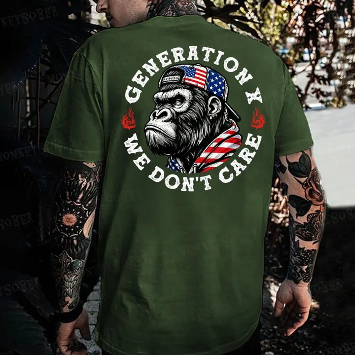 Generation X We Don't Care Monkey T-shirt