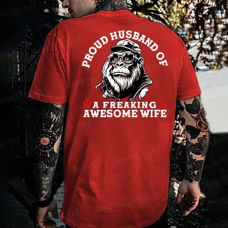 Proud Husband of a Freaking Awesome Wife Monkey T-shirt