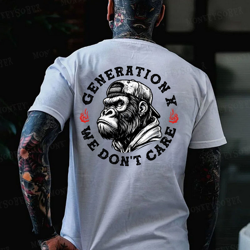 Generation X We Don't Care Monkey T-shirt