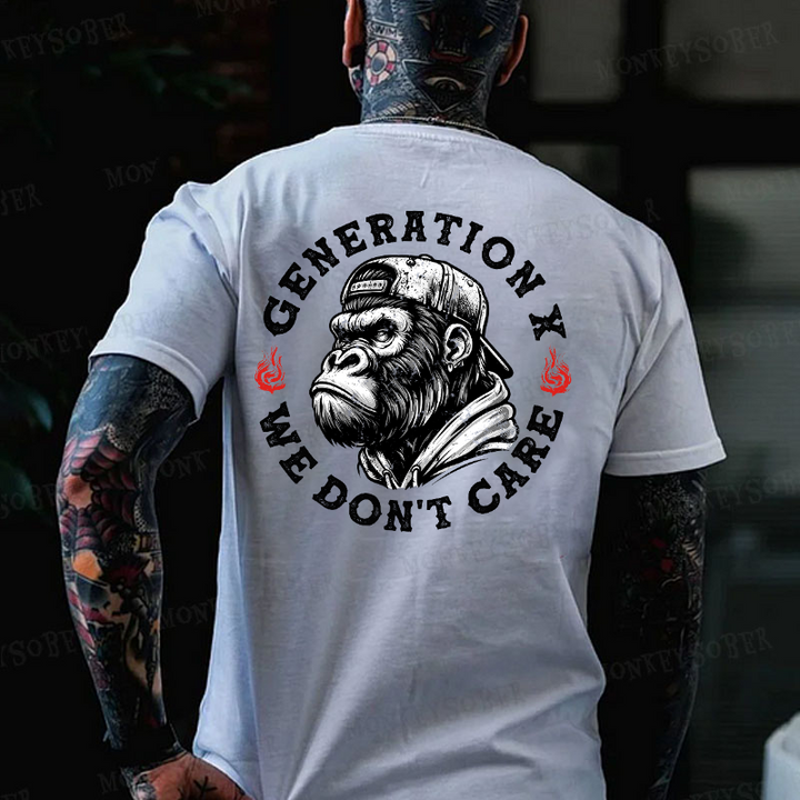 Generation X We Don't Care Monkey T-shirt