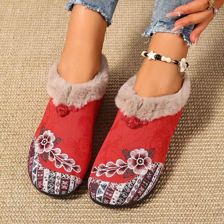Women's Warm Floral Winter Ankle Boots – Cozy, Lightweight & Non-Slip