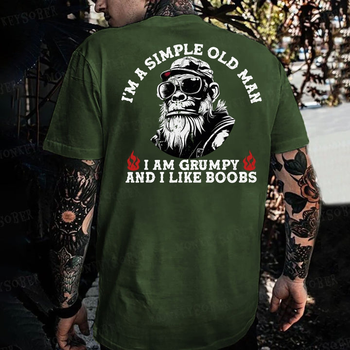 I'm A Simple Old Man I Am Grumpy And I Like Boobs Monkey T-shirt