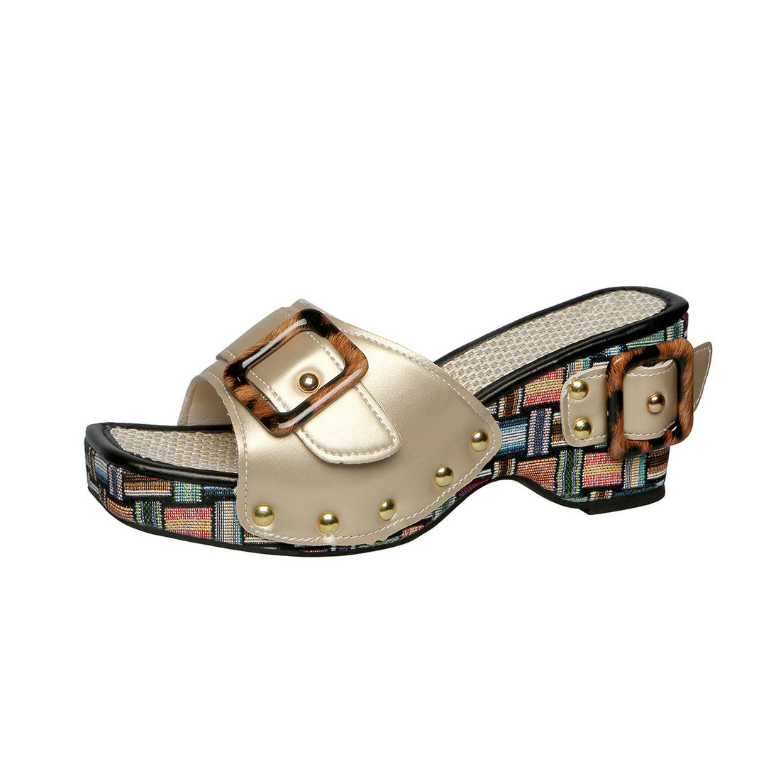 Women's Platform Sandals – Comfortable Summer Shoes with Rivet Detail
