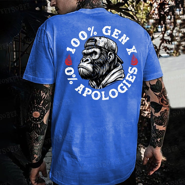 100% Gen X 0% Apologies Monkey T-shirt