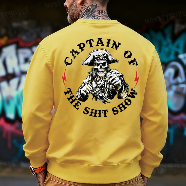 Captain Of The Shit Show Skull Print Men's  Sweatshirt