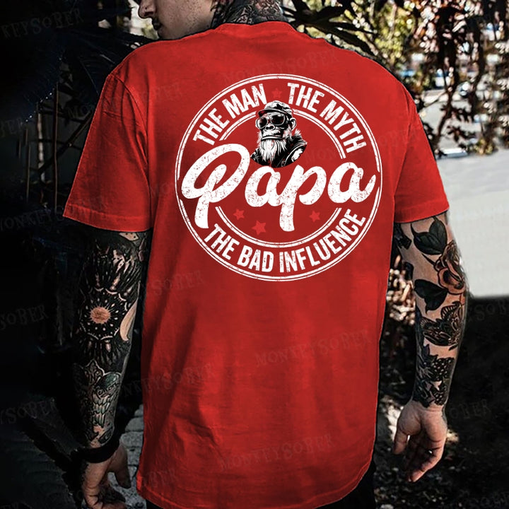 Papa The Man The Myth The Bad Influence Monkey T-shirt