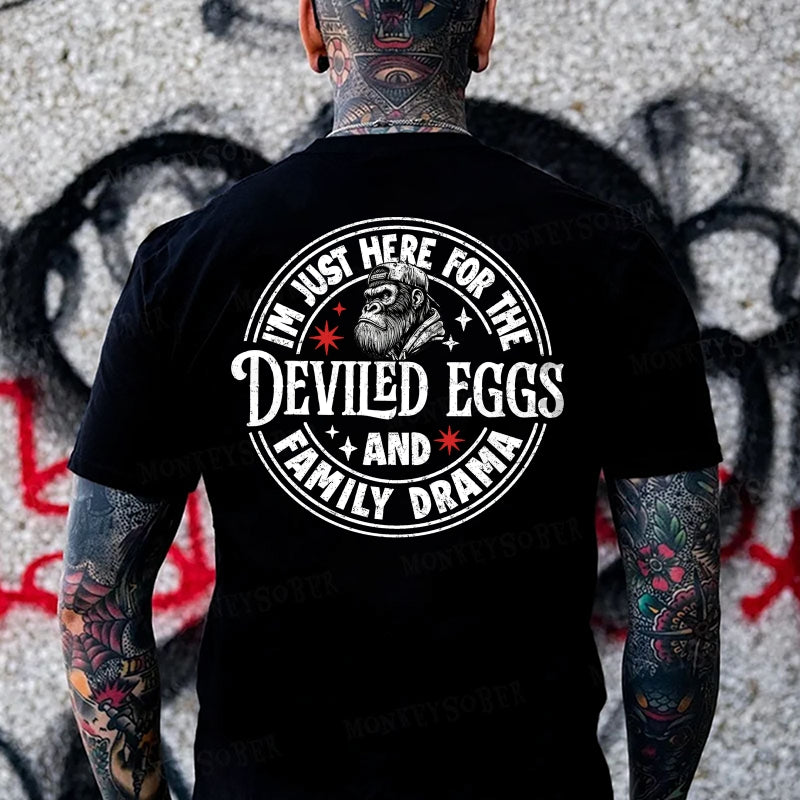 I'm Just Here For The Deviled Eggs And Family Drama Monkey T-shirt