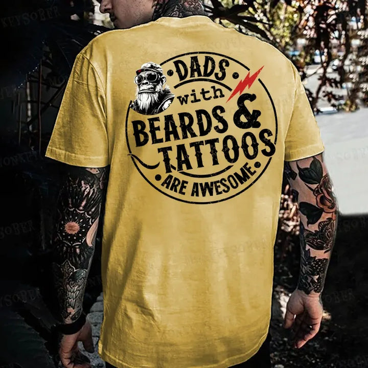 Dads With Beards And Tattoos Are Awesome Monkey T-shirt