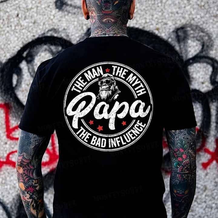 Papa The Man The Myth The Bad Influence Monkey T-shirt