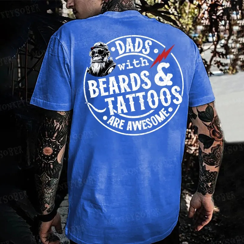 Dads With Beards And Tattoos Are Awesome Monkey T-shirt