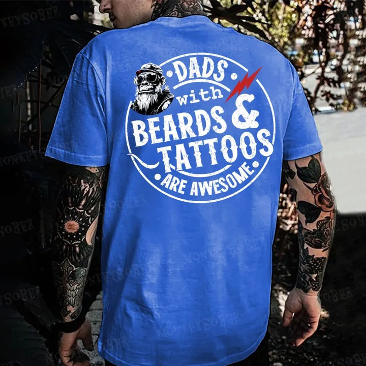 Dads With Beards And Tattoos Are Awesome Monkey T-shirt