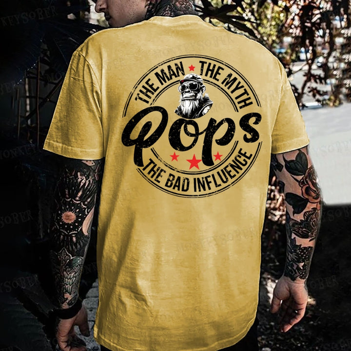 Pops The Man The Myth The Bad Influence Monkey T-shirt