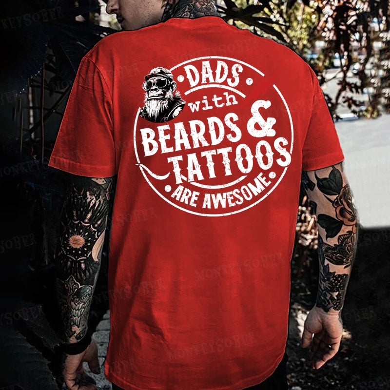 Dads With Beards And Tattoos Are Awesome Monkey T-shirt