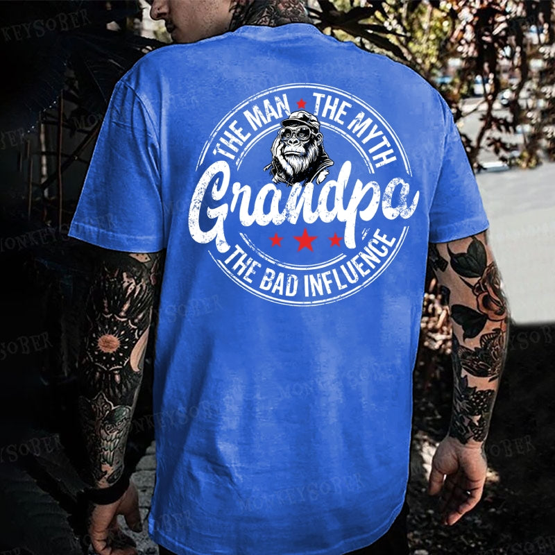 The Man The Myth Grandpa The Bad Influence Monkey T-shirt