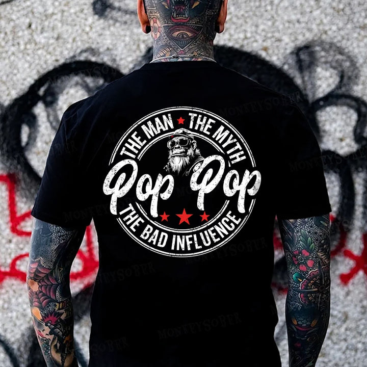 Pop Pop The Man The Myth The Bad Influence Monkey T-shirt