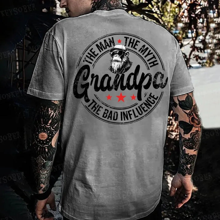 Grandpa The Man The Myth The Bad Influence Monkey T-shirt