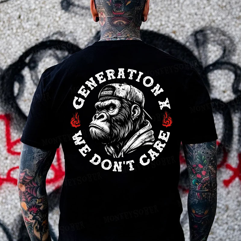 Generation X We Don't Care Monkey T-shirt