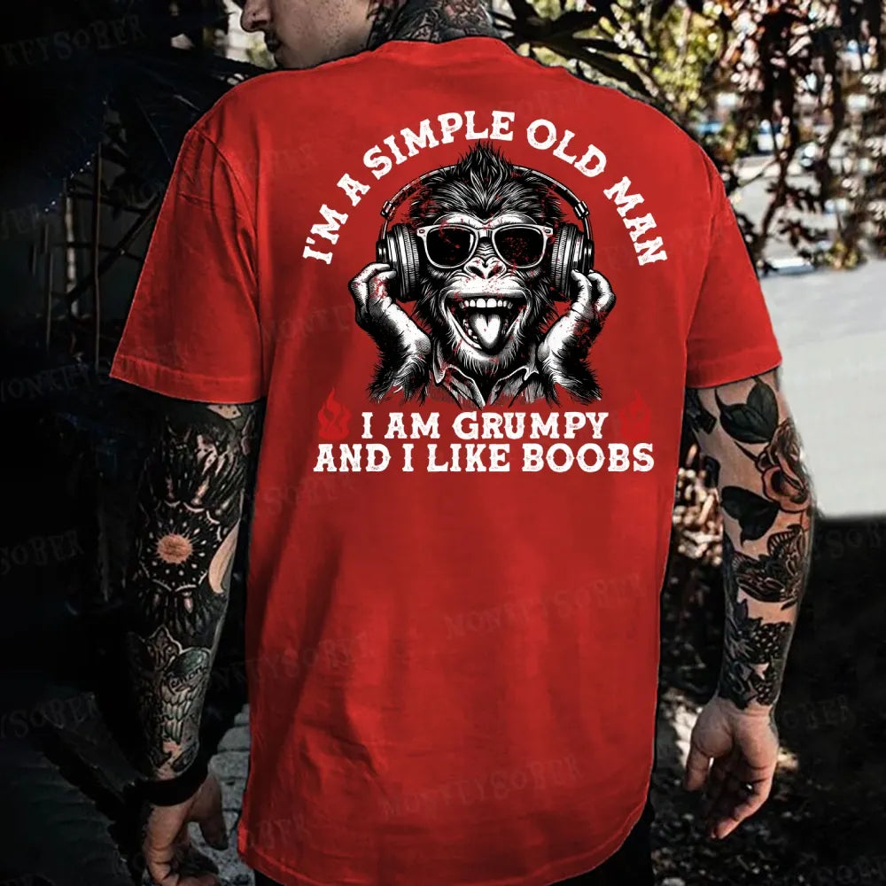 I'm A Simple Old Man I Am Grumpy And I Like Boobs Monkey T-shirt