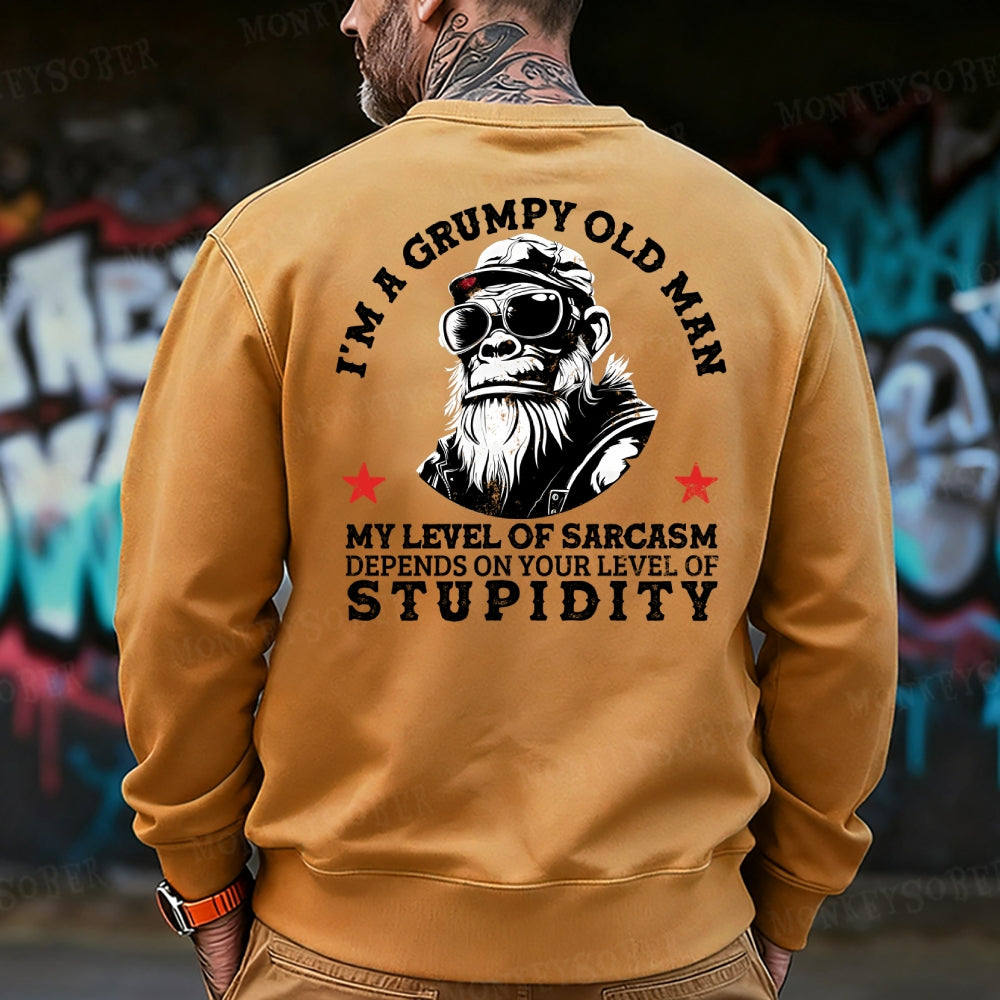 I'm A Grumpy Old Man My Level Of Sarcasm Depends On Your Level Of Stupidity Sweatshirt