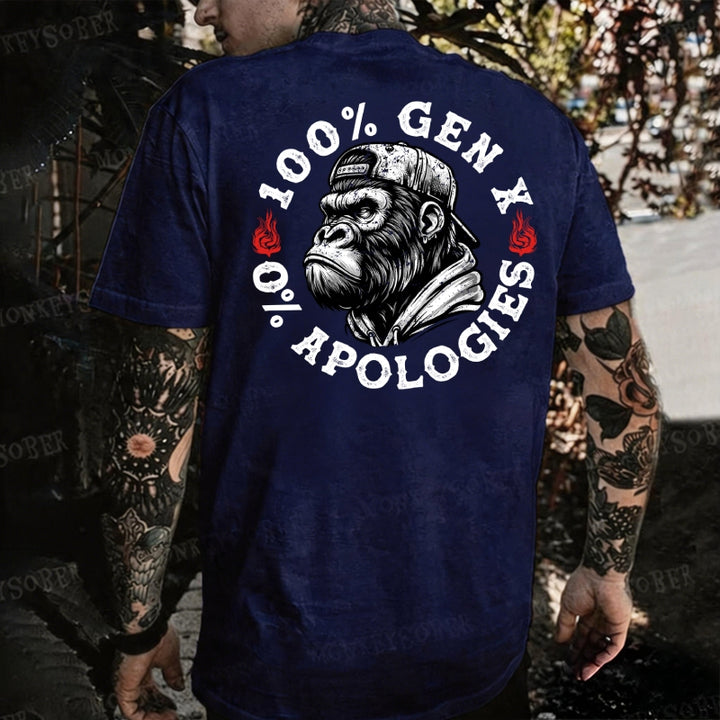 100% Gen X 0% Apologies Monkey T-shirt