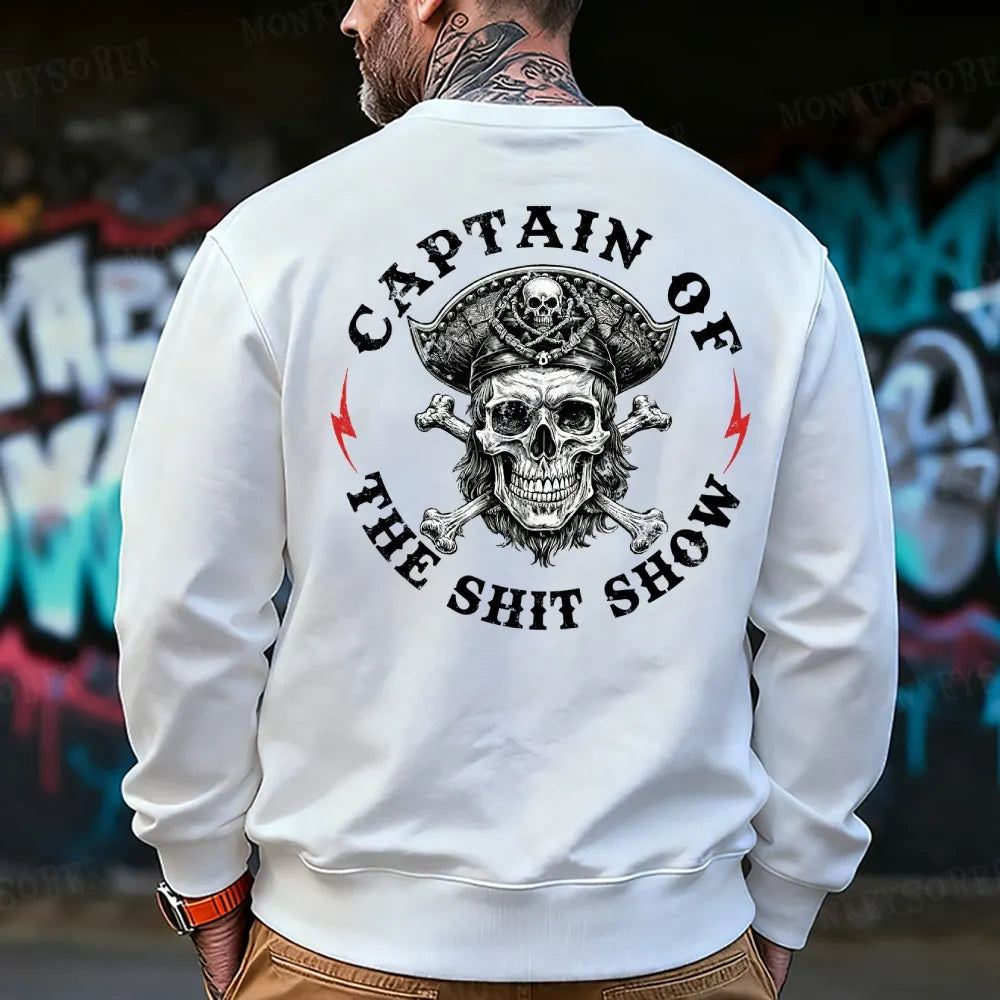 Captain Of The Shit Show Skull Print Men's Sweatshirt