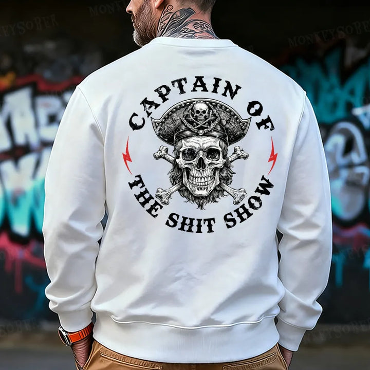 Captain Of The Shit Show Skull Print Men's Sweatshirt