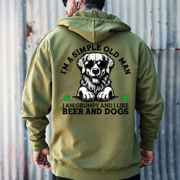 I'm A Simple Old Man I Am Grumpy And I Like Beer And Dogs Hoodies