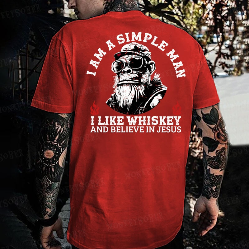 I Am A Simple Man I Like Camping And Believe In Jesus Monkey T-shirt