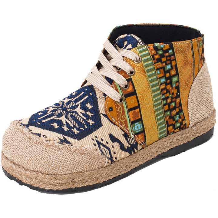 2025 New Bohemian Cotton-Linen Boots for Women