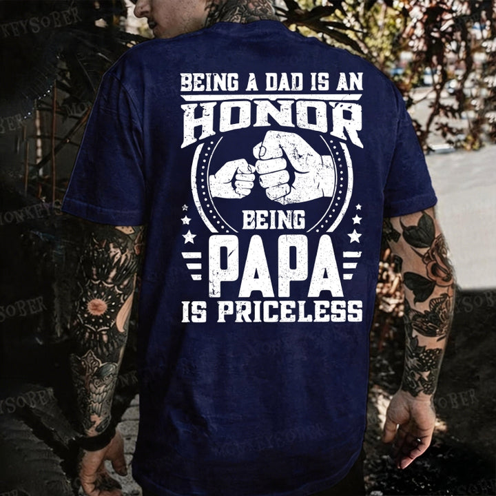 Being A Dad Is An Honor Being A Papa Is Priceless Monkey T-shirt