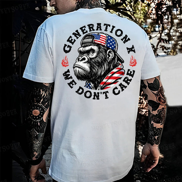 Generation X We Don't Care Monkey T-shirt