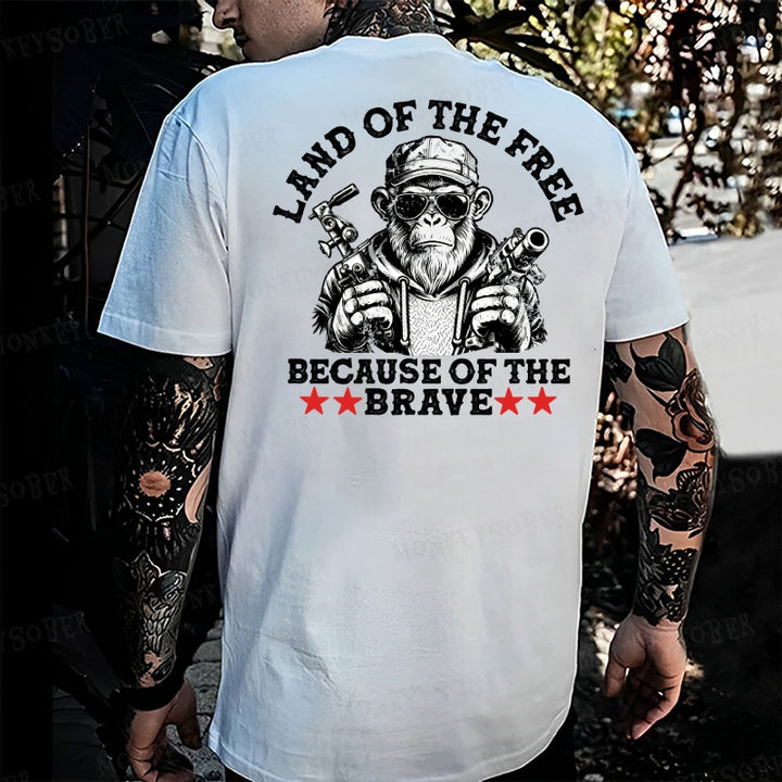 Land Of The Free Because Of The Brave Monkey T-shirt