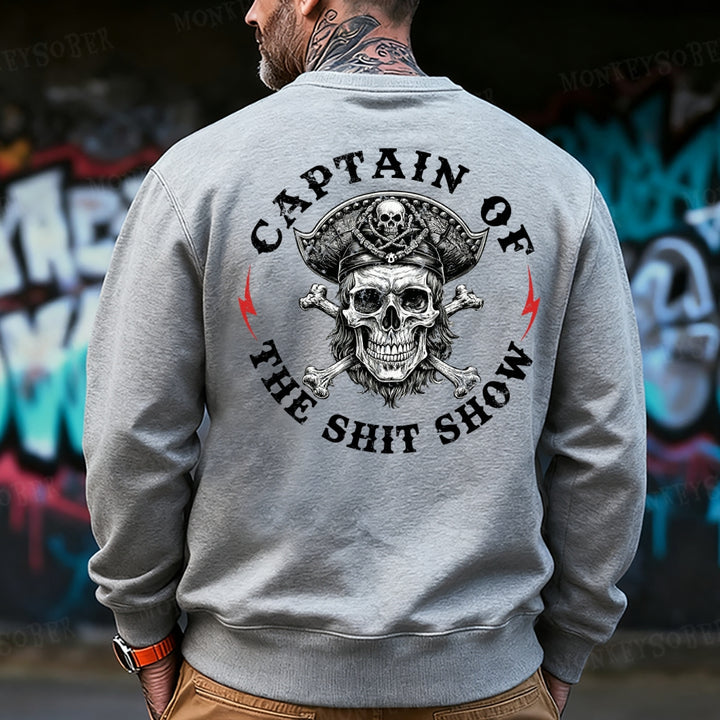 Captain Of The Shit Show Skull Print Men's Sweatshirt