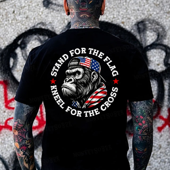 Stand For The Flag Kneel For The Cross Monkey T-shirt