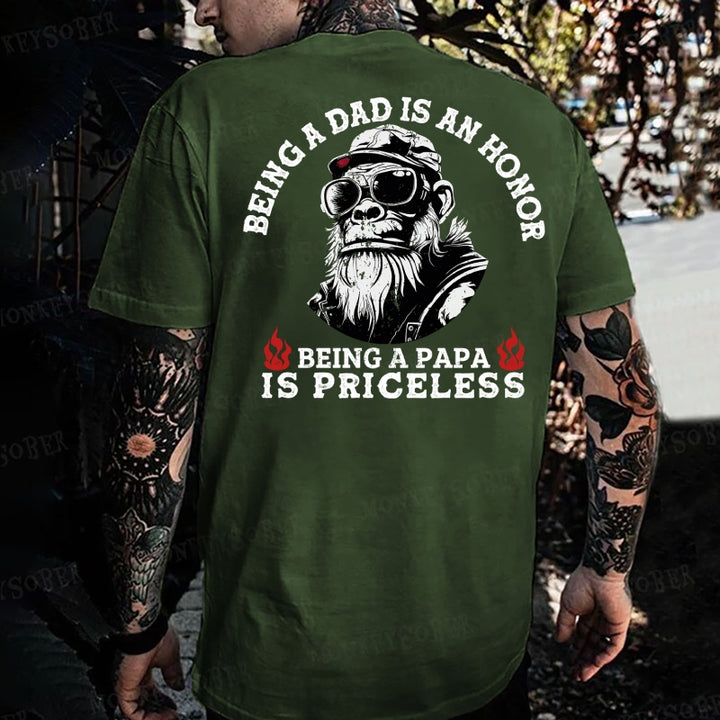 Being A Dad Is An Honor Being A Papa Is Priceless Monkey T-shirt