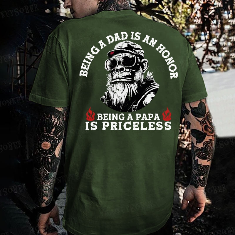 Being A Dad Is An Honor Being A Papa Is Priceless Monkey T-shirt