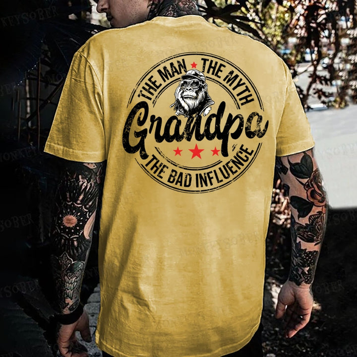 The Man The Myth Grandpa The Bad Influence Monkey T-shirt