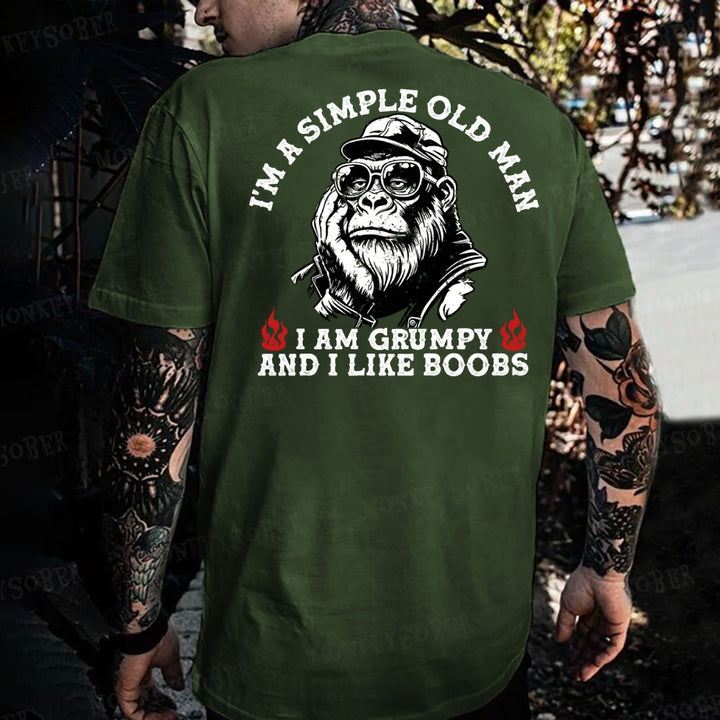 I'm A Simple Old Man I Am Grumpy And I Like Boobs Monkey T-shirt