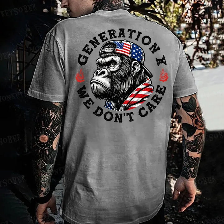 Generation X We Don't Care Monkey T-shirt
