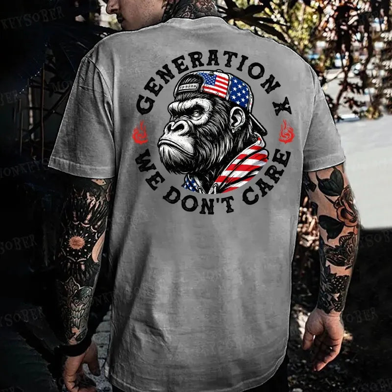 Generation X We Don't Care Monkey T-shirt
