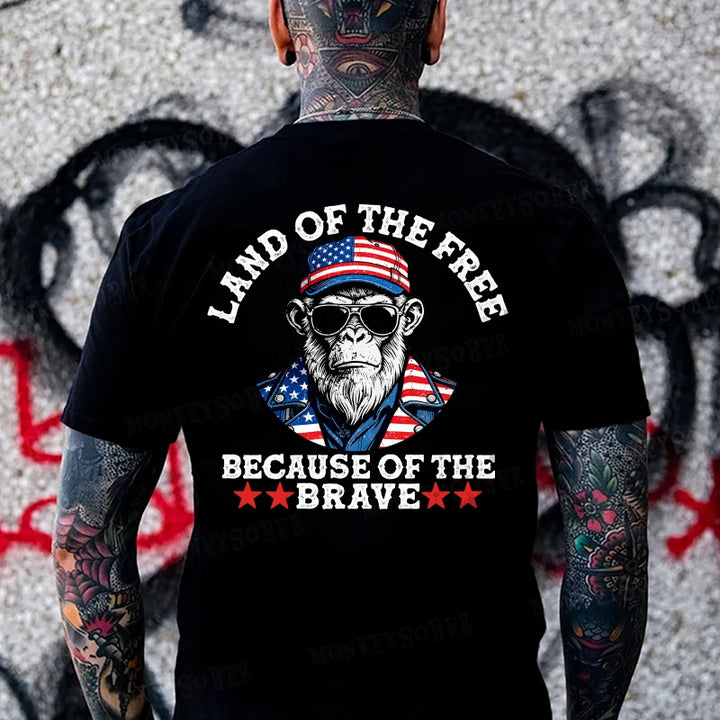 Land Of The Free Because Of The Brave Monkey T-shirt