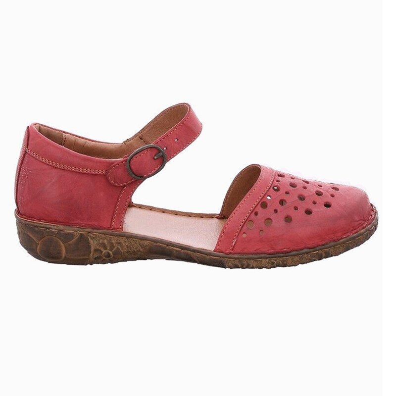 Women's Round Toe Hollow-out Leather Sandals