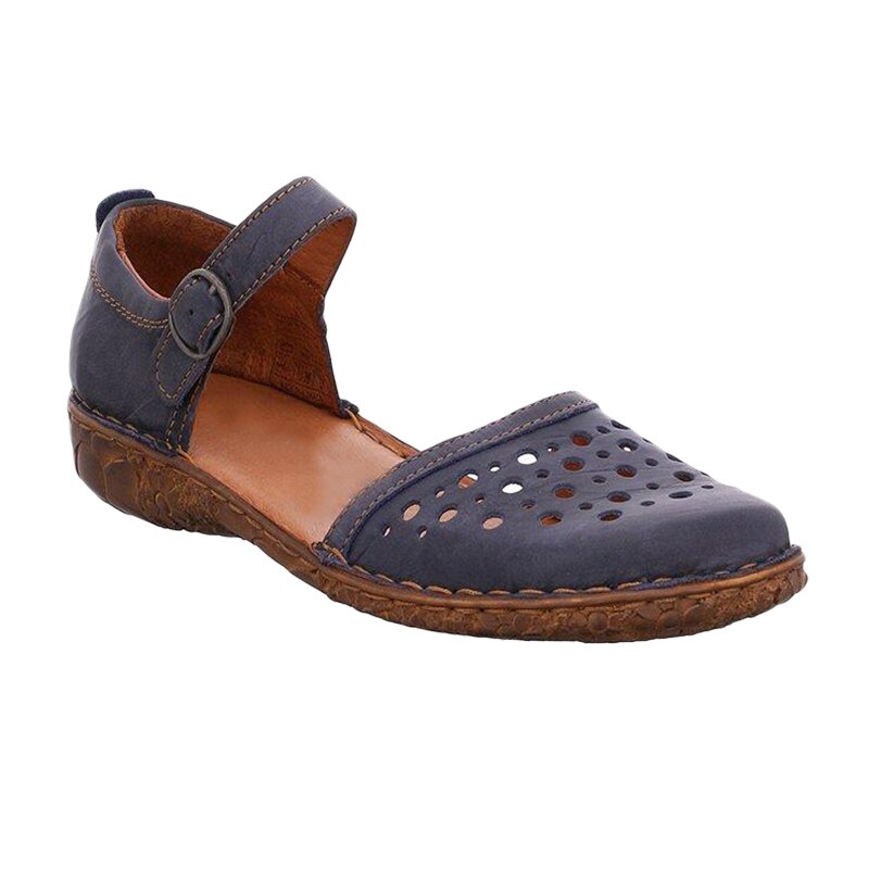 Women's Round Toe Hollow-out Leather Sandals
