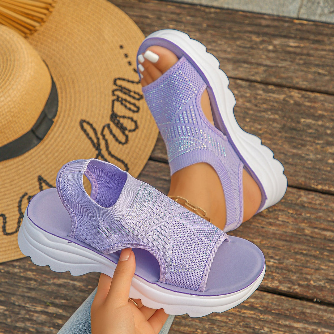 Women's Stretch Knit Comfort Sandals – Breathable Slip-On Walking Shoes