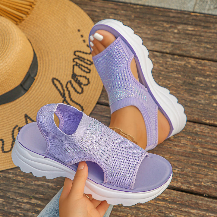 Women's Stretch Knit Comfort Sandals – Breathable Slip-On Walking Shoes