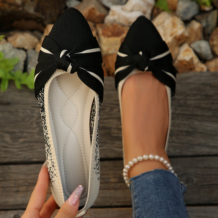 Women's Pointed Toe Bow Flats – Breathable Comfort Shoes