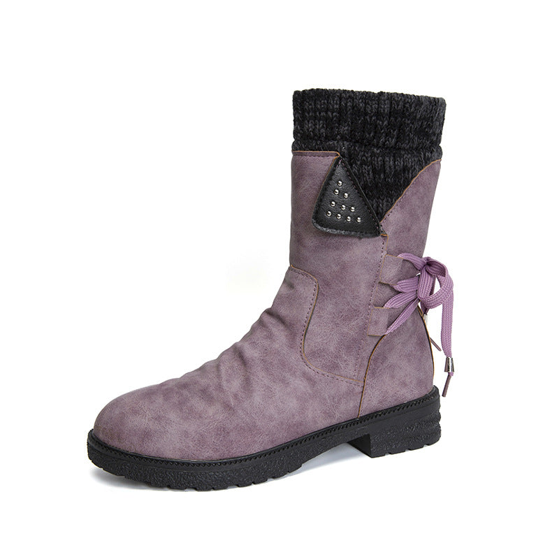 Women's Vintage Mid-Calf Boots – Comfortable Outdoor Boots with Non-Slip Sole